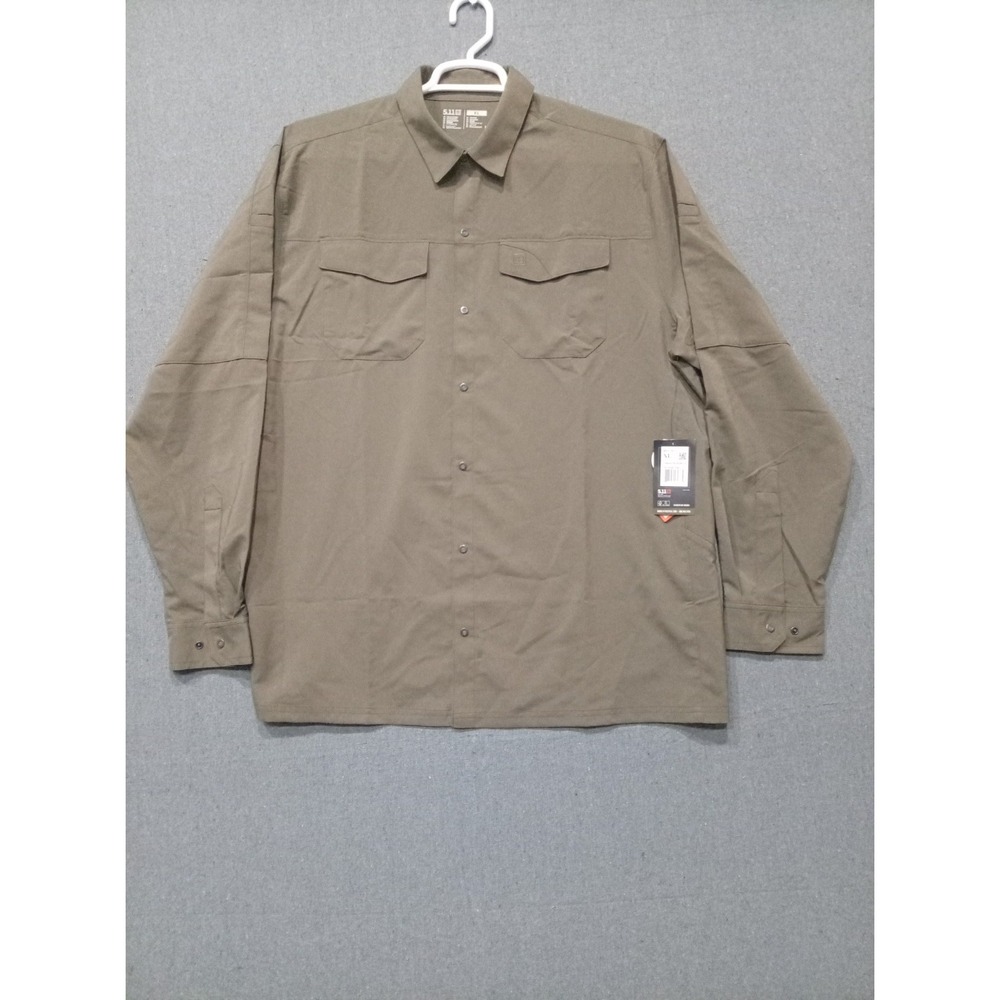 5.11 Tactical Freedom Flex Woven Long Sleeve Shirt Mens XL Green UPF 50+ NWT